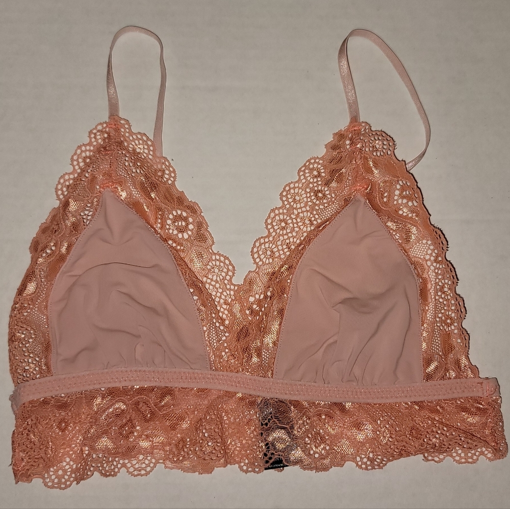 Lace Bralette peach coral  bra adjustable straps Comfy